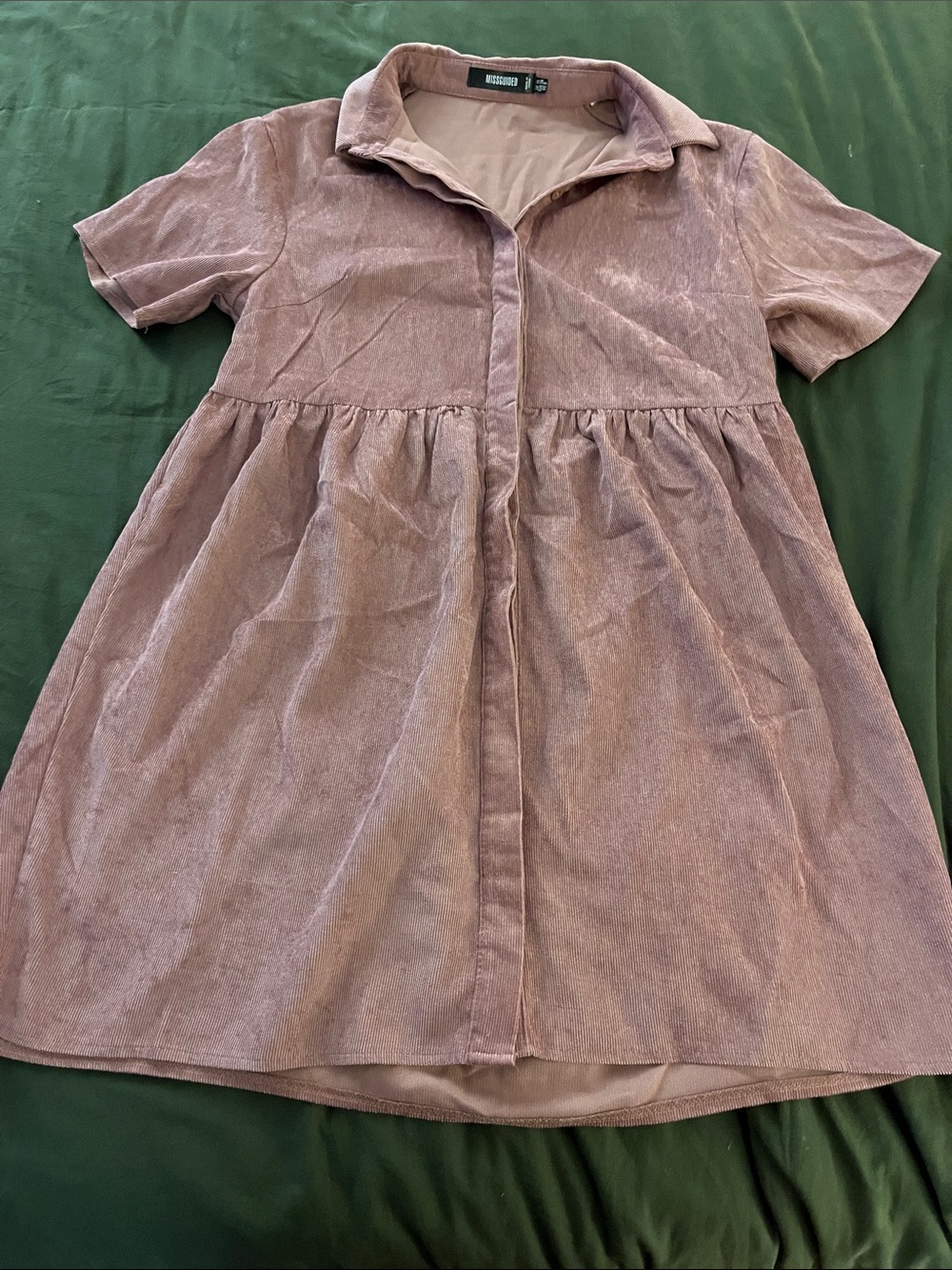 Missguided Dusty Mauve Corduroy Mini Dress